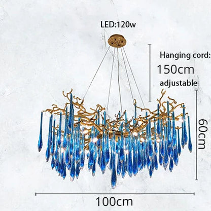 DecorBites™ Blue Crystal Chandelier: Luxe Living Room LED Lighting