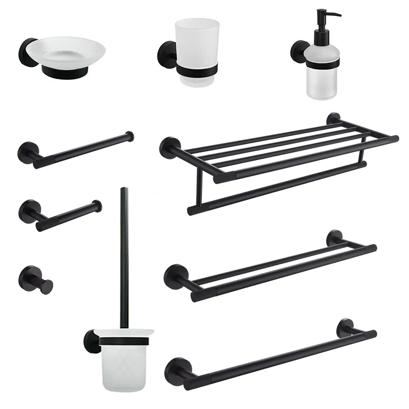 DecorBites™ Bathroom Hardware Set: Towel Rack, Toilet Brush, Paper Holder, Soap Dispenser, Towel Bar, Hook