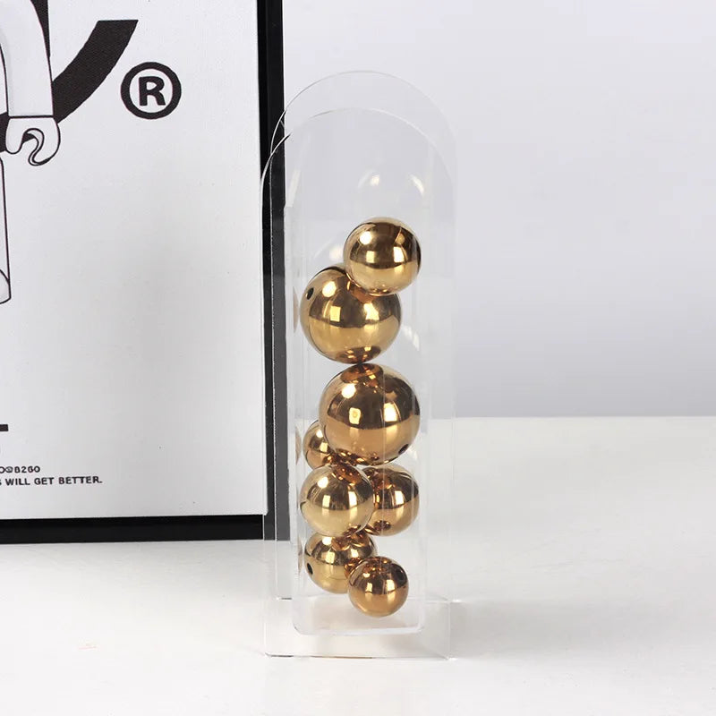DecorBites™ Acrylic Ball Vase Stack Home Decoration Golden Arch Flower Accessory