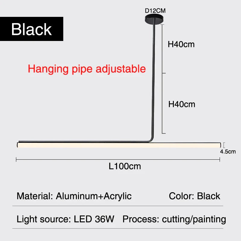 DecorBites™ Black LED Chandelier: Modern Dimmable Pendant Lights for Dining Room & Kitchen.