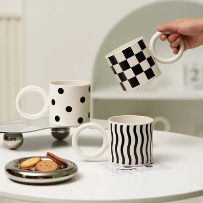 DecorBites™ Korean Style Fatty Mug Splash Ink Plastic Cup Couple Coffee Tea Drinkware