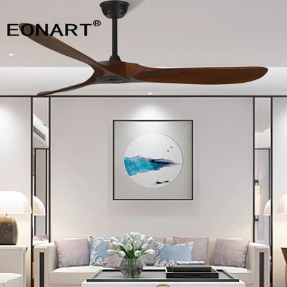 DecorBites™ 60" Solid Wood DC Ceiling Fan Without Light & Remote Control