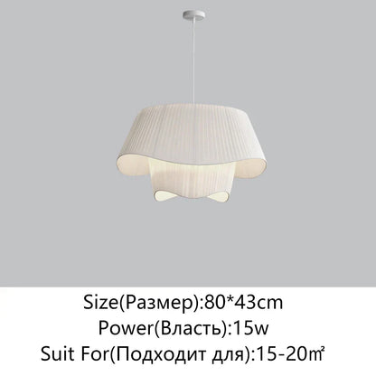 DecorBites™ Cream Fabric Chandelier: Retro Nordic Attic Light for Bedroom, Living Room, Dining Room
