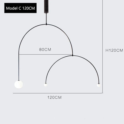 DecorBites™ Arc Line Chandelier: Nordic Suspension Pendant for Living Dining Room Kitchen