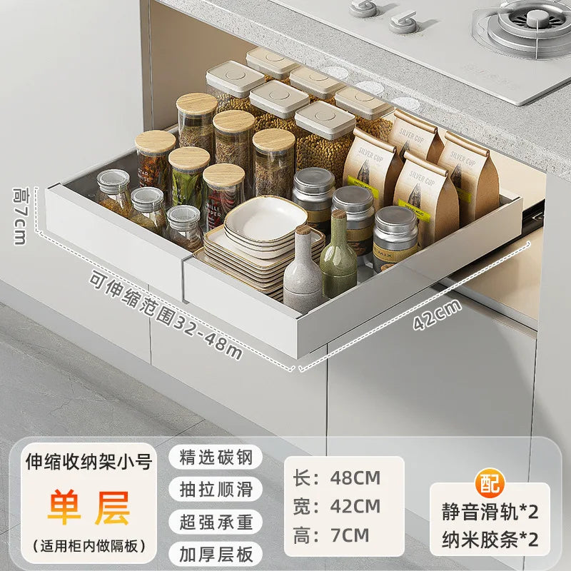DecorBites™ Kitchen Storage Rack Drawer Organizer with Slide Rails ...