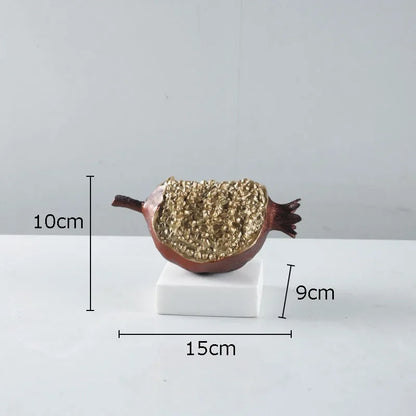 DecorBites™ Golden Pomegranate Sculpture Desk Decoration
