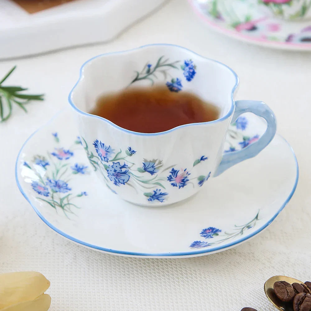 DecorBites™ Bone China Coffee Cup and Saucer Set for Home and Office
