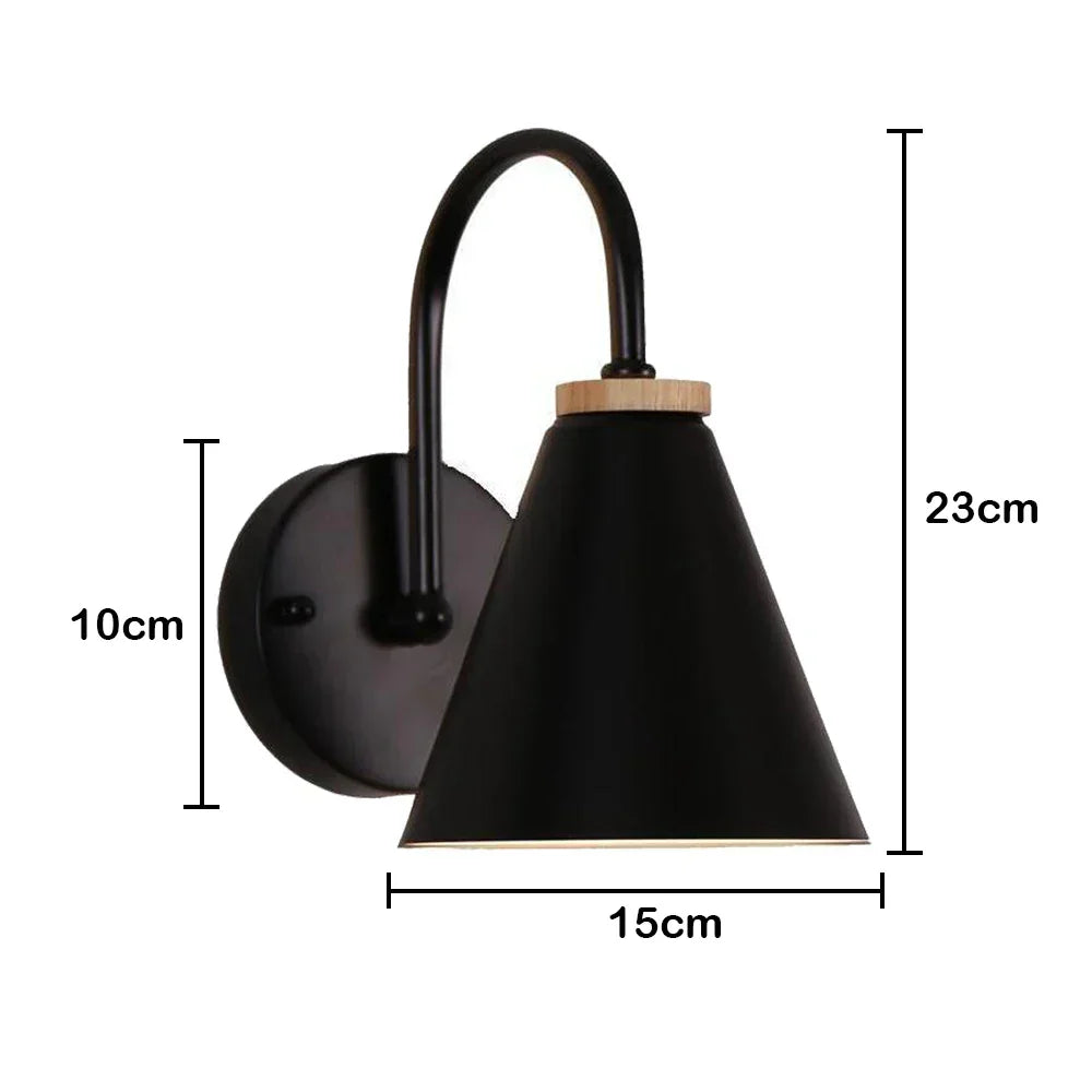 DecorBites™ Black Wooden Wall Light Modern E27 LED Sconce Living Room Decor