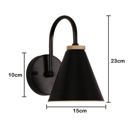 DecorBites™ Black Wooden Wall Light Modern E27 LED Sconce Living Room Decor