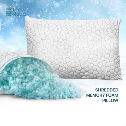 DecorBites™ Cooling Shredded Sponge Memory Foam Pillow - Medium Firm Support