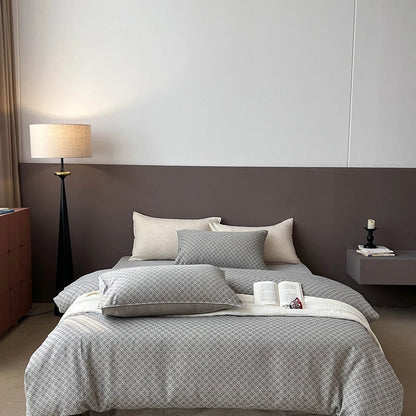 DecorBites™ Linen Cotton Jacquard Bedding Set with Duvet, Sheet, and Pillowcases