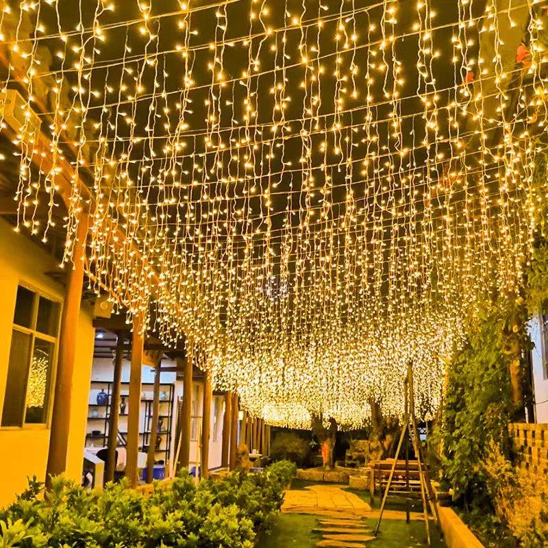 DecorBites™ Icicle LED String Lights: Festive Outdoor Christmas Decoration for Party, Patio, Garden