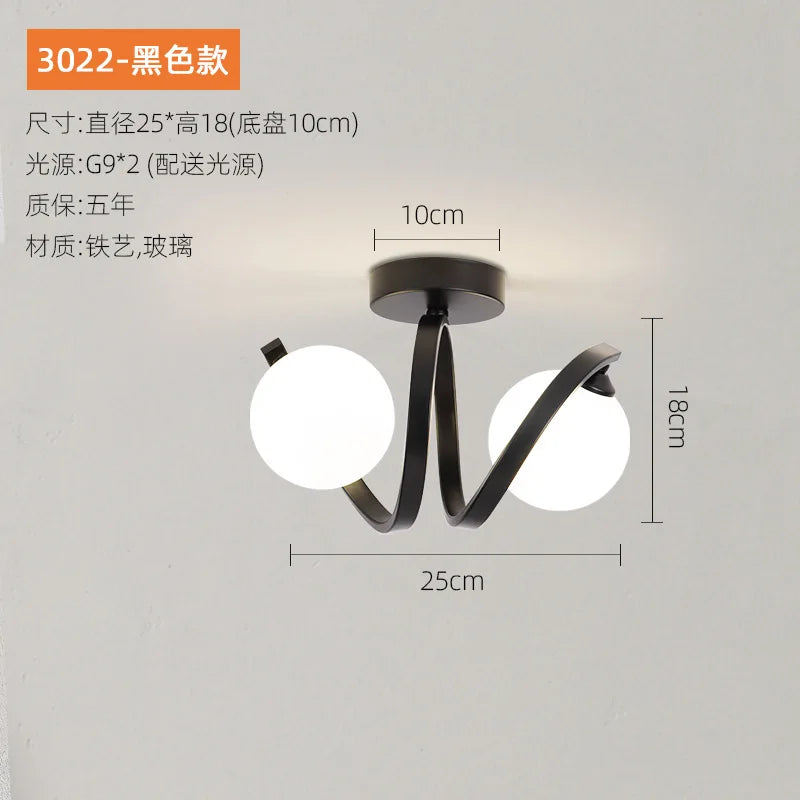 DecorBites™ Black Gold Glass Ceiling Light: Modern Minimalist Indoor Lighting for Entryway Balcony
