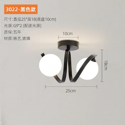 DecorBites™ Black Gold Glass Ceiling Light: Modern Minimalist Indoor Lighting for Entryway Balcony