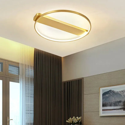 DecorBites™ Luxe Copper Ceiling Light: Circular Minimalist Bedroom Lamp for Elegant Style