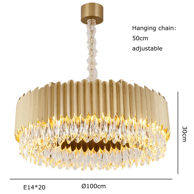 DecorBites™ Crystal 2024 Ceiling Chandeliers: Modern Dimmable LED Round Lamps Black
