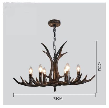 DecorBites™ Antler Chandelier: Retro Resin Pendant Lamp for Living Room, Modern Rustic Lighting