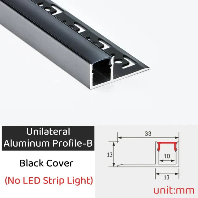 DecorBites™ Black LED Aluminum Profile for Invisible Ceiling Light Strip Bar