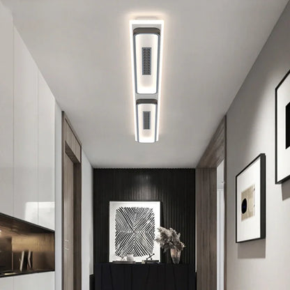 DecorBites™ LED Chandelier Lights Remote Dimming Black White Modern Long Living Room Bedroom Hall Lamps