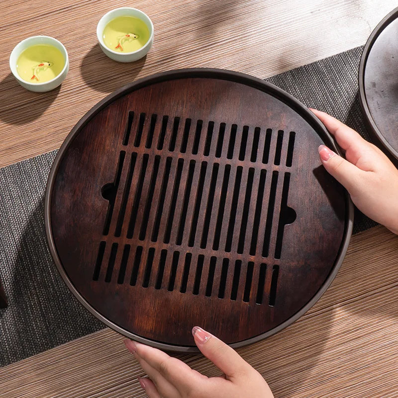 DecorBites™ Bamboo Tea Tray Drainage Storage Kung Fu Tea Set Household Board