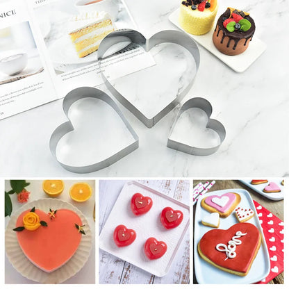 ™ Heart-Shaped Stainless Steel Mousse Mold Set - Baking Tool for Cakes & Desserts