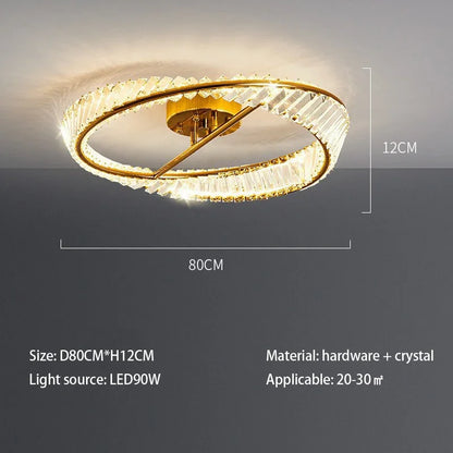DecorBites™ Crystal Rings LED Ceiling Light: Modern Dimmable Gold Lustre for Indoor Home Decor