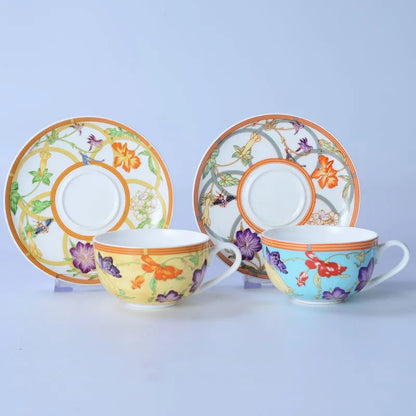 DecorBites™ Bone China Dinnerware Set: Plate, Tea Cup, Saucer, Tray, Coffeeware, Kitchen dining