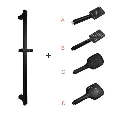 DecorBites™ Black Shower Slider Adjustable Rail Set 3 Functions Simple Style 1.5M Hose