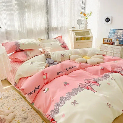DecorBites™ Cartoon Print Polyester Bedding Set Full Size Soft Duvet Cover Set