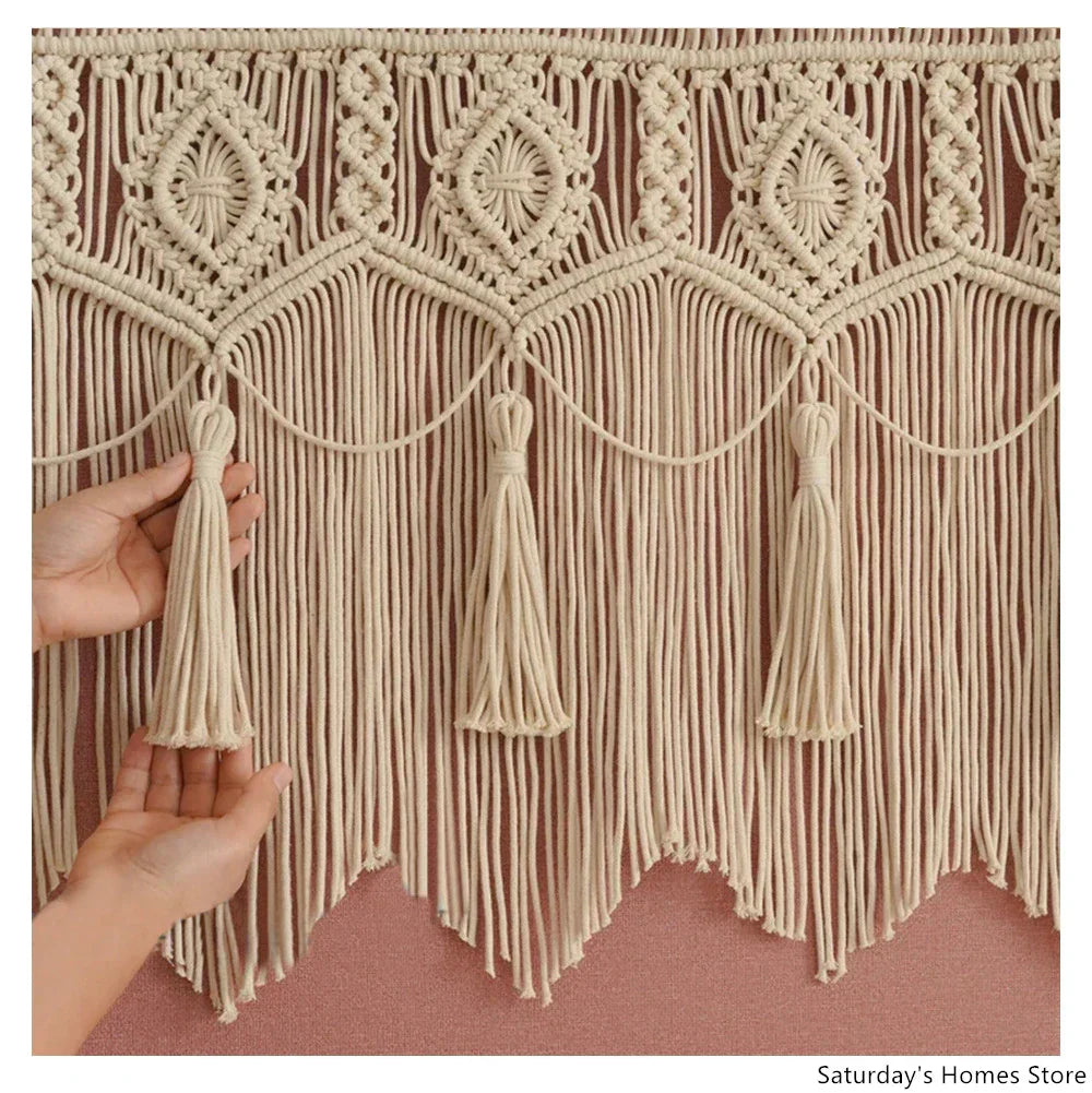 DecorBites™ Boho Macrame Door Curtain Handmade Cotton Rope Wall Hanging Tapestry Boujee Decor
