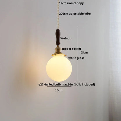 DecorBites™ Ceramic Walnut Pendant Light with LED, Adjustable Hanging Lamp