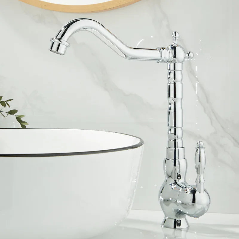 ™ Gold Basin Faucet Single Handle Bathroom Sink Tap Hot Cold Mixer Tap