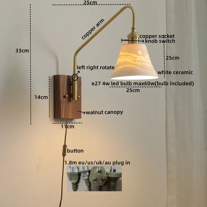 DecorBites™ Copper Ceramic LED Wall Lamps Modern Style for Bedroom Living Room Bar