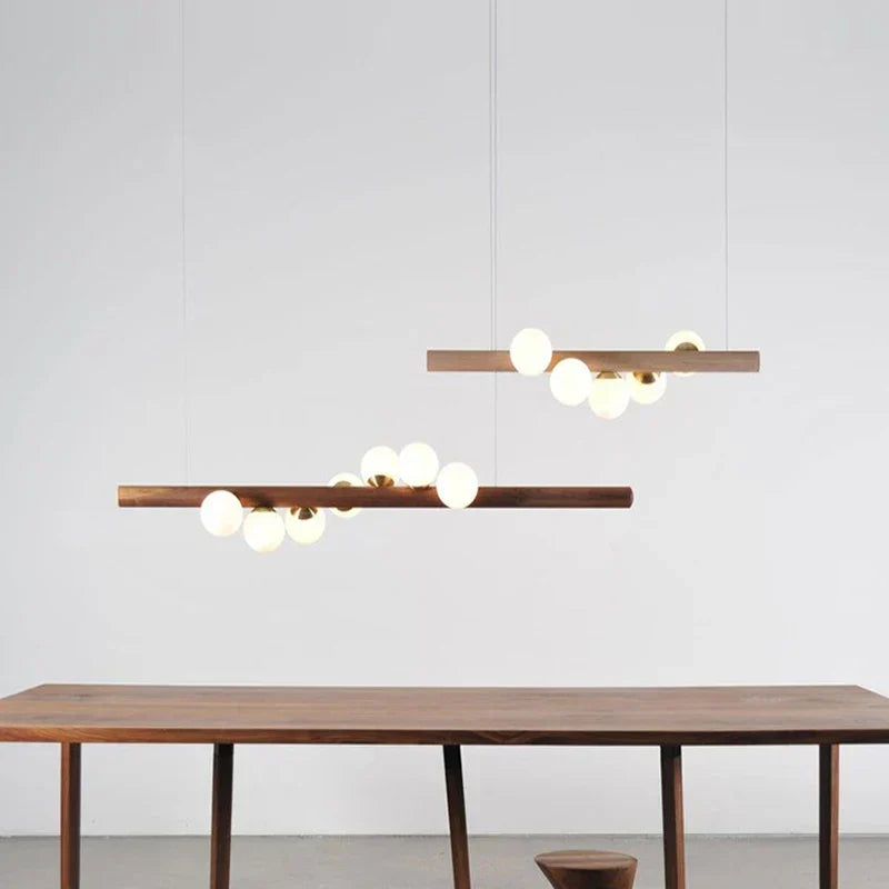 DecorBites™ Burly Wood Walnut Glass Pendant Light for Living Room Bar Foyer