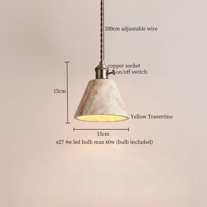 DecorBites™ LED Pendant Light Yellow Travertine Modern Hanging Lampara