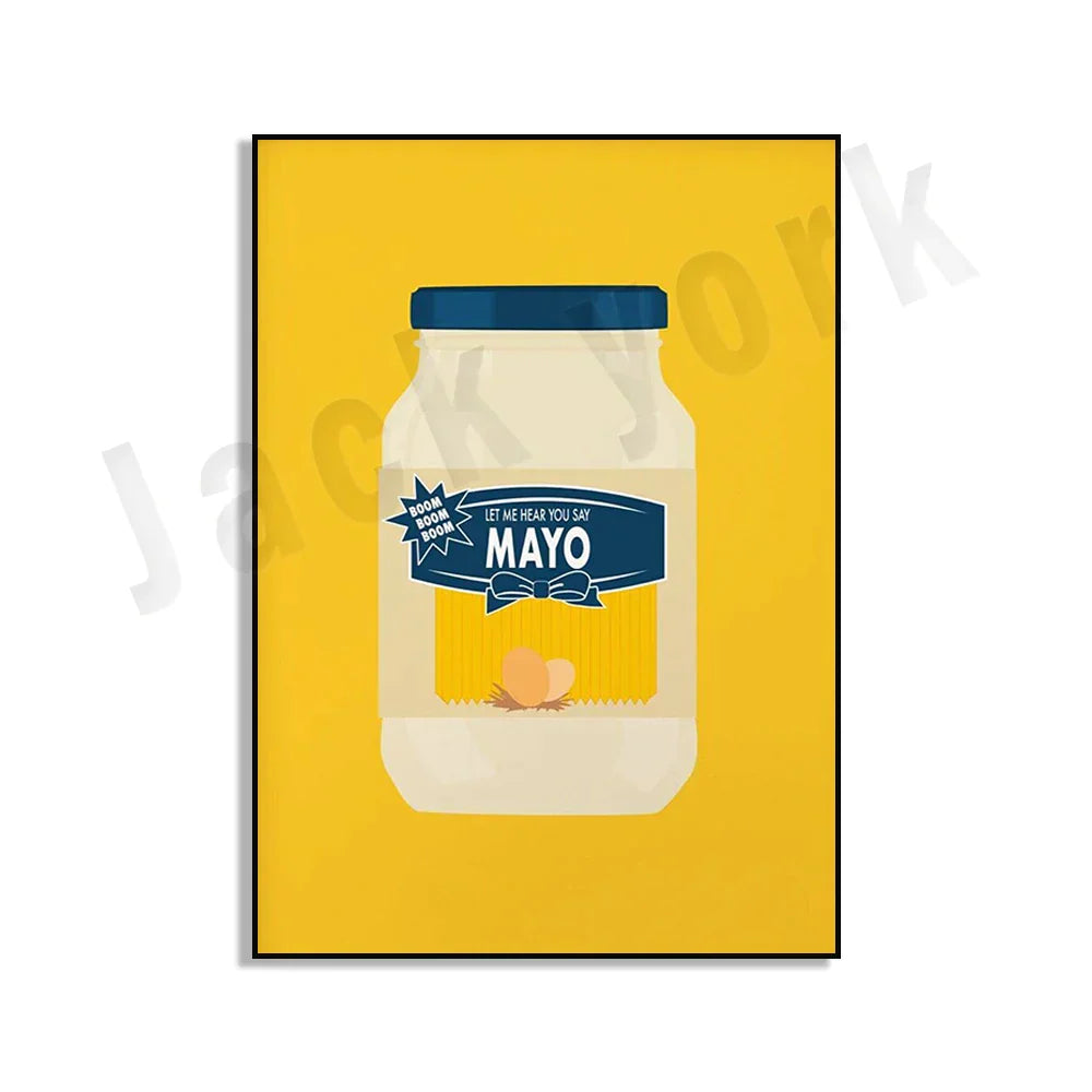 DecorBites™ Blue Cool Beans Pesto Pasta Food Art Poster Soy Pun