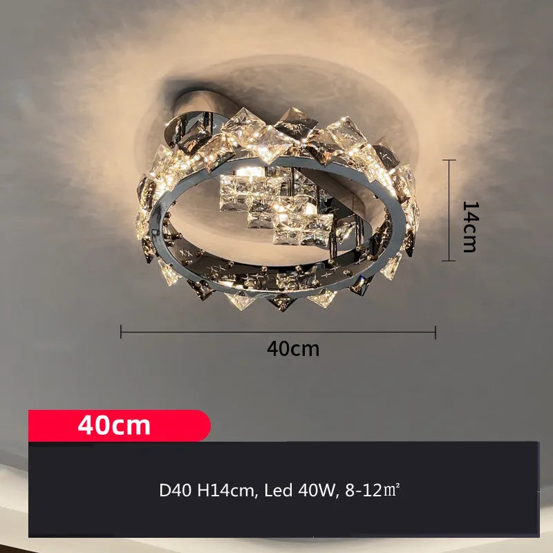 DecorBites™ Crystal Ceiling Light: Modern Luxury Stainless Steel Dimmable Fixture for Living & Dining Room