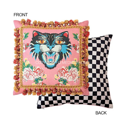 DecorBites™ Cat Print Velvet Cushion Cover