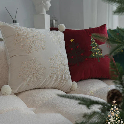 DecorBites™ Christmas Cartoon Embroidered Pillow Cover Set for Festive Home Decor
