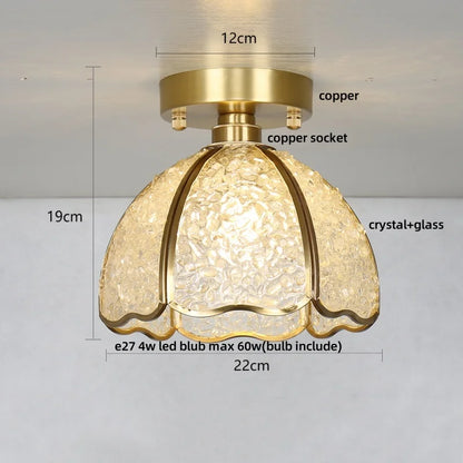 DecorBites™ Copper Canopy LED Ceiling Light Glass Crystal Nordic Modern Decor for Home