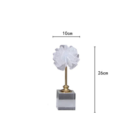 DecorBites™ Crystal Flower Glass Craft Hyalinite Sculpture Metal Decor Figurine