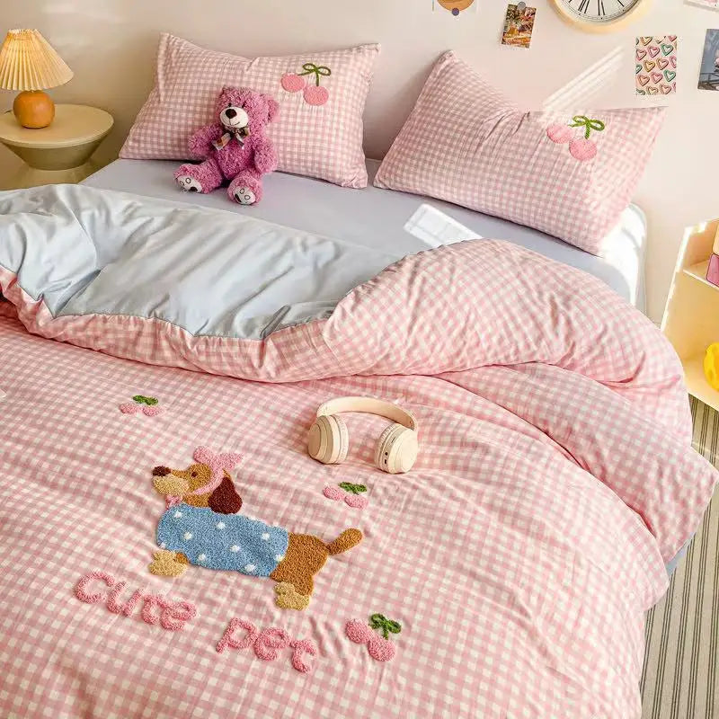 DecorBites™ Cotton Bedding Set Cute Pattern Soft Comforter Single/Double Size Duvet Cover
