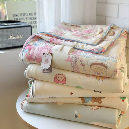 DecorBites™ Children Cartoon Summer Cooling Quilt - Double Bed Breathable Thin Blanket Duvet