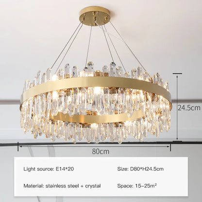 DecorBites™ Crystal Circle Ceiling Chandelier with LED Lighting for Designer Dining Room