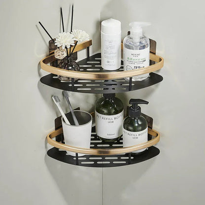 DecorBites™ Aluminum Corner Bathroom Shelf with Towel Holder