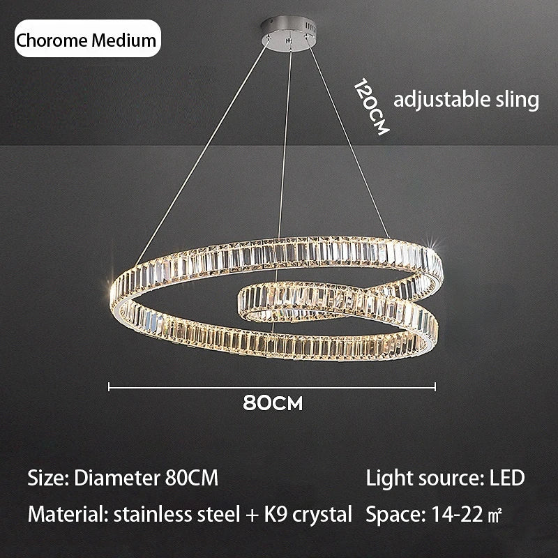 DecorBites™ Crystal Chandelier LED Light Fixture, Luxury Decor Hanging Lamp, Modern Home Lighting
