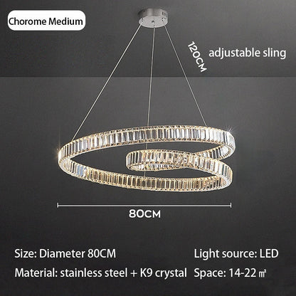 DecorBites™ Crystal Chandelier LED Light Fixture, Luxury Decor Hanging Lamp, Modern Home Lighting