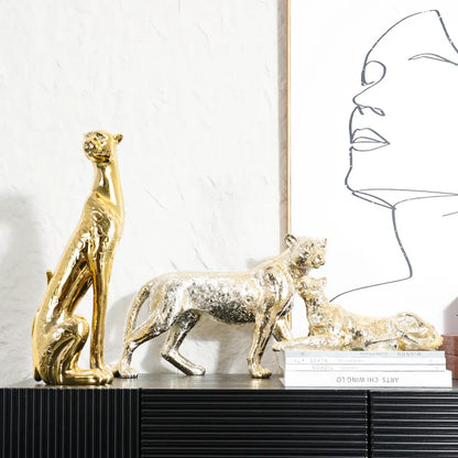 DecorBites™ Leopard Resin Sculpture - Home Decor Handicrafts & Animal Figurine