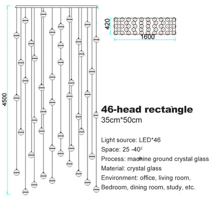 DecorBites™ Crystal Ball Chandelier Pendant Light for Staircase Hallway Bar Décor