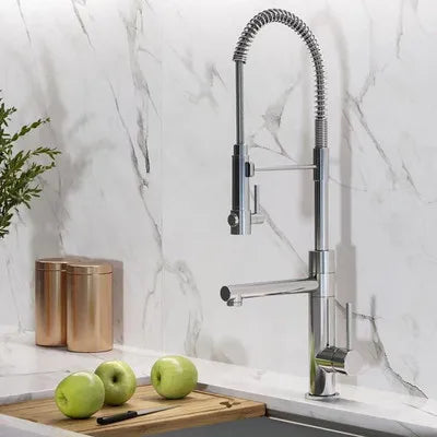 DecorBites™ Brushed Gold Kitchen Faucet with Pull Down Spring Spout for Hot Cold Water